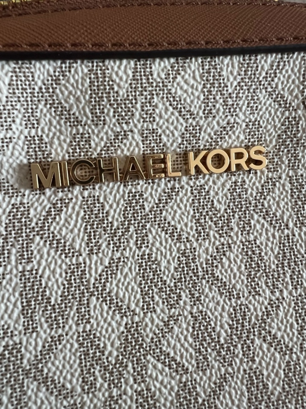 Michael Kors Cream & Tan Monogram Crossbody Bag - Picture 5 of 7